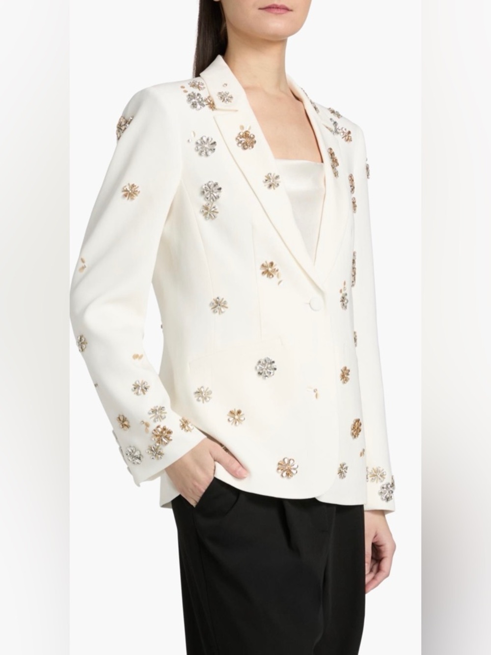 Cinq a Sept Karlie Tumbling Flowers Embellished Blazer - Picture 5 of 12